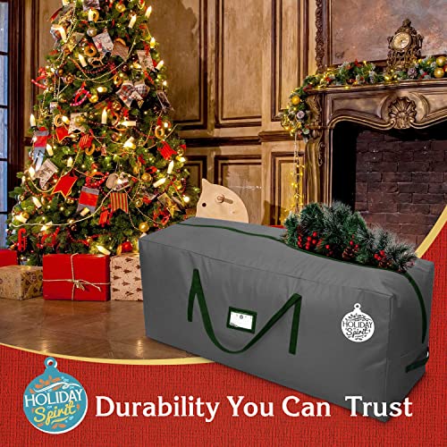 HOLIDAY SPIRIT Christmas Tree Storage Bag - Heavy-Duty Tree Bag with Durable Reinforced Handles & Zipper, Waterproof Storage Bag Protects from Moisture & Dust (Fits a 9FT Tree, Charcoal)