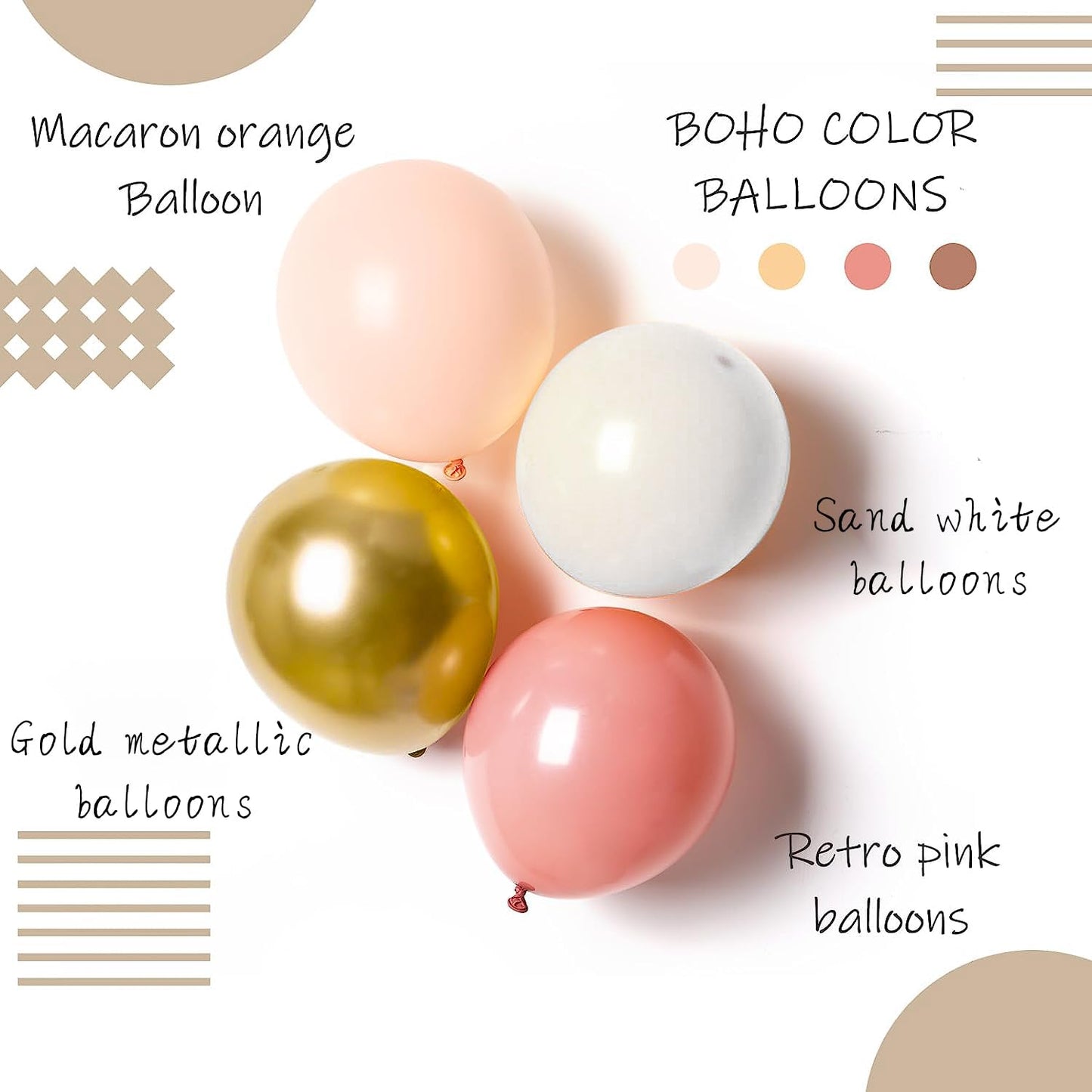 Boho Blush Balloon Garland Kit,144pcs Retro Pink Balloons with Pastel Orange Sand White and Metallic Gold Latex Balloons for Girl Women Baby Shower Bridal Shower Wedding Birthday Party Decorations…