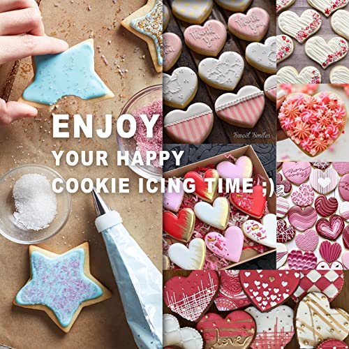 Cookie Decorating Supplies Kit 82Pcs With Storage Box, Sugar Cookies Turntable Set With 6 Piping Tips and Bags, Scribe Needle, Brush, Ideal Beginner Decorator Lover Kids Gift Valentine Halloween