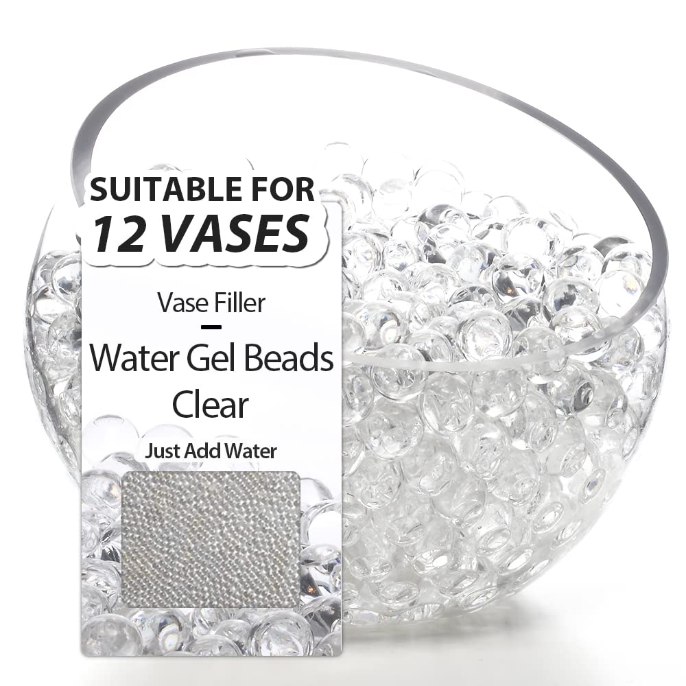 NOTCHIS 40,000 Clear Big Water Gel Beads Vase Fillers Floral Beads, Water Gel Beads Vase Filler for Christmas, Wedding Centerpiece, Candles, Floral Decorations