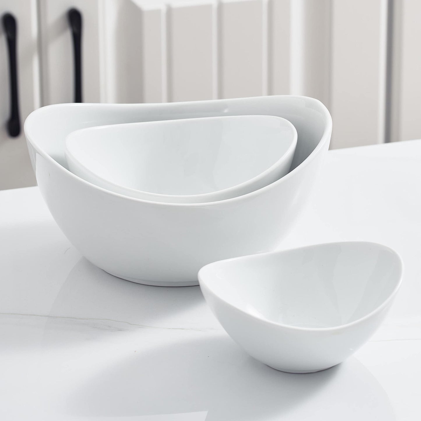 Gomakren 3 Tiered Oval Serving Bowl With Collapsible Metal Rack, Dessert Appetizer, Candy Chip Dip, Fruit, Vegetable Bowl Set, White Serving Dishes For Entertaining(Gold Stand)