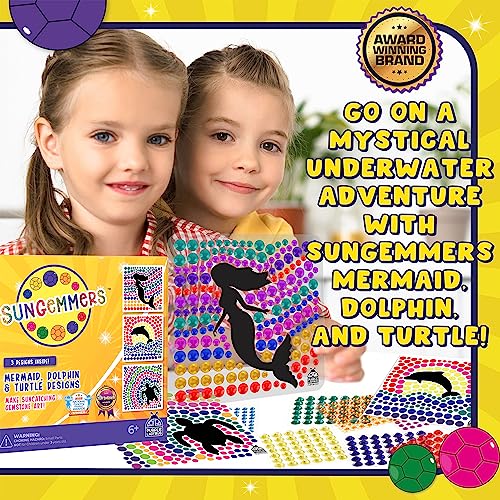 SUNGEMMERS Big Gem Mermaid & Dolphin Diamond Window Art Suncatcher Kit for Kids 6-8 9 10, Birthday Gifts for 7 Year Old Girl, Mermaid Gifts - Crafts for Girls Ages 8-12