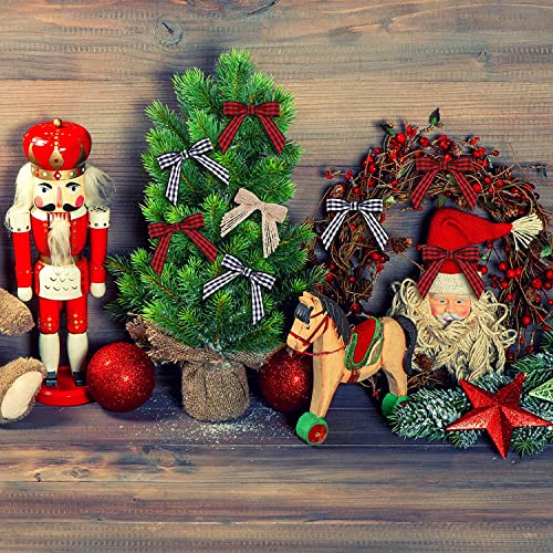 7Rainbows 30pcs Boutique 2.5" Burlap Ribbon Bows Craft Twist Tie Bows for Tying Up Packages Gift Wrapping Christmas Tree