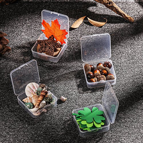 SATINIOR 12 Pack Clear Plastic Beads Storage Containers Box with Hinged Lid for Beads and More (2.12 x 2.12 x 0.79 Inch)