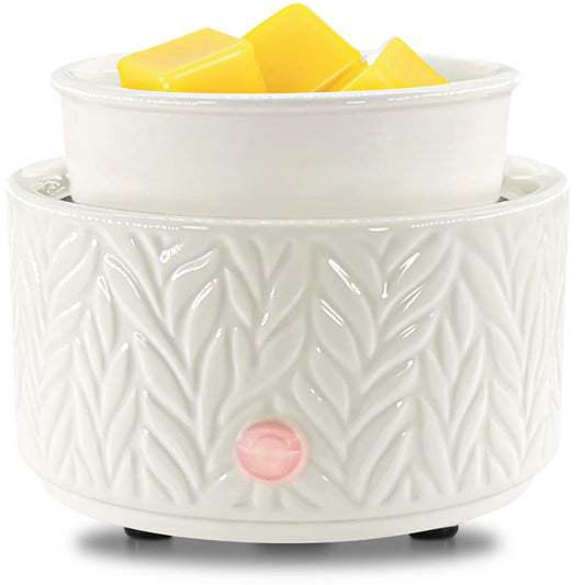 Wax Melt Warmer for Scented Wax Melts 3-in-1 Electric Ceramic Candle Wax Warmer Burner Fragrance Wax Melter for Home Office Bedroom Gift & Decor (Leaf)
