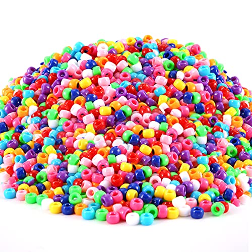 3000+ pcs Pony Beads, Multi-Colored Bracelet Beads, Beads for Hair Braids, Beads for Crafts, Plastic Beads, Hair Beads for Braids (Large Pack, Classic)…