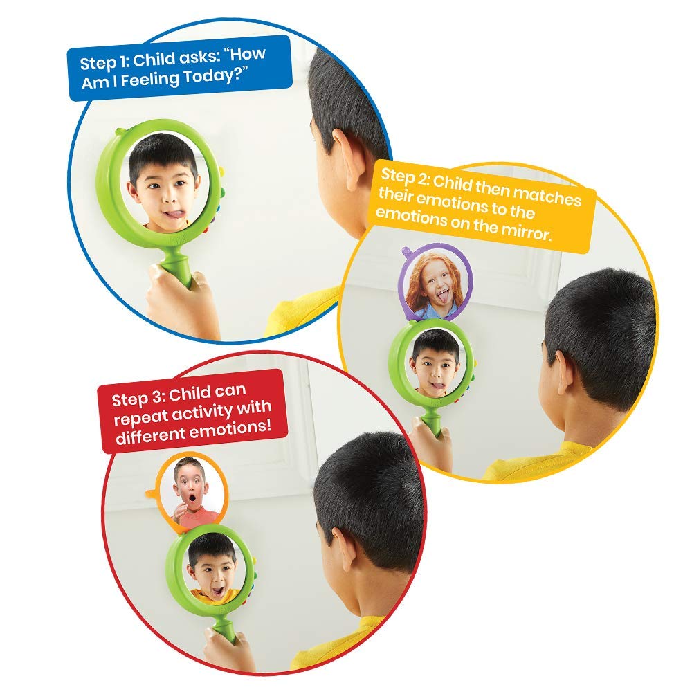 hand2mind See My Feelings Mirror, Social Emotional Learning Activities, Play Therapy Toys, Autism Learning Materials, Kids Anxiety Relief, Anger Management Toys, Calm Down Corner Supplies (Set of 1)