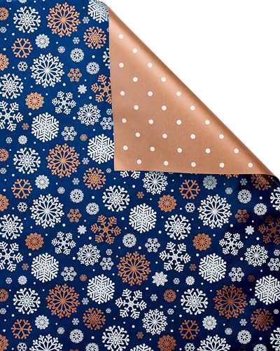 American Greetings 80 sq. ft. Reversible Blue Wrapping Paper Bundle for Christmas, Snowflake, Reindeer, Holiday Test (4 Rolls 30 in. x 8 ft.)