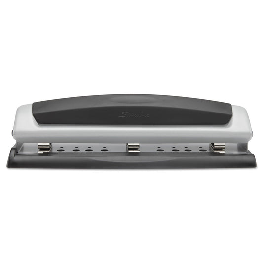 Swingline 3 Hole Punch, 2- 3 Hole Adjustable Desktop Puncher, 10 Sheet Punch Capacity, Precision Pro, Black/Silver (74037)