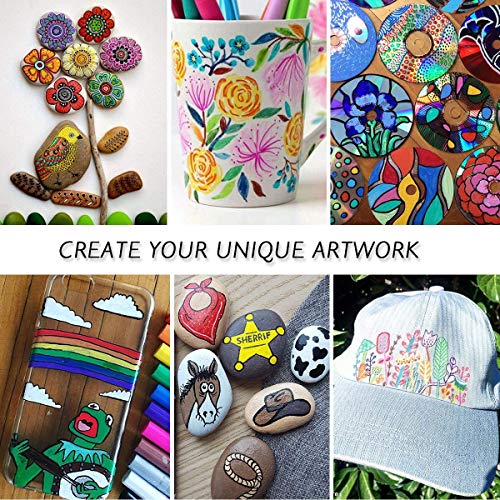 35 Premium Acrylic Paint Marker Pens, Double Pack of Both Extra Fine and Medium Tip, for Rock Painting, Mug, Ceramic, Glass, Wood, Fabric, Canvas, Metal, Pumpkin, DIY Crafts Making Art Supplies