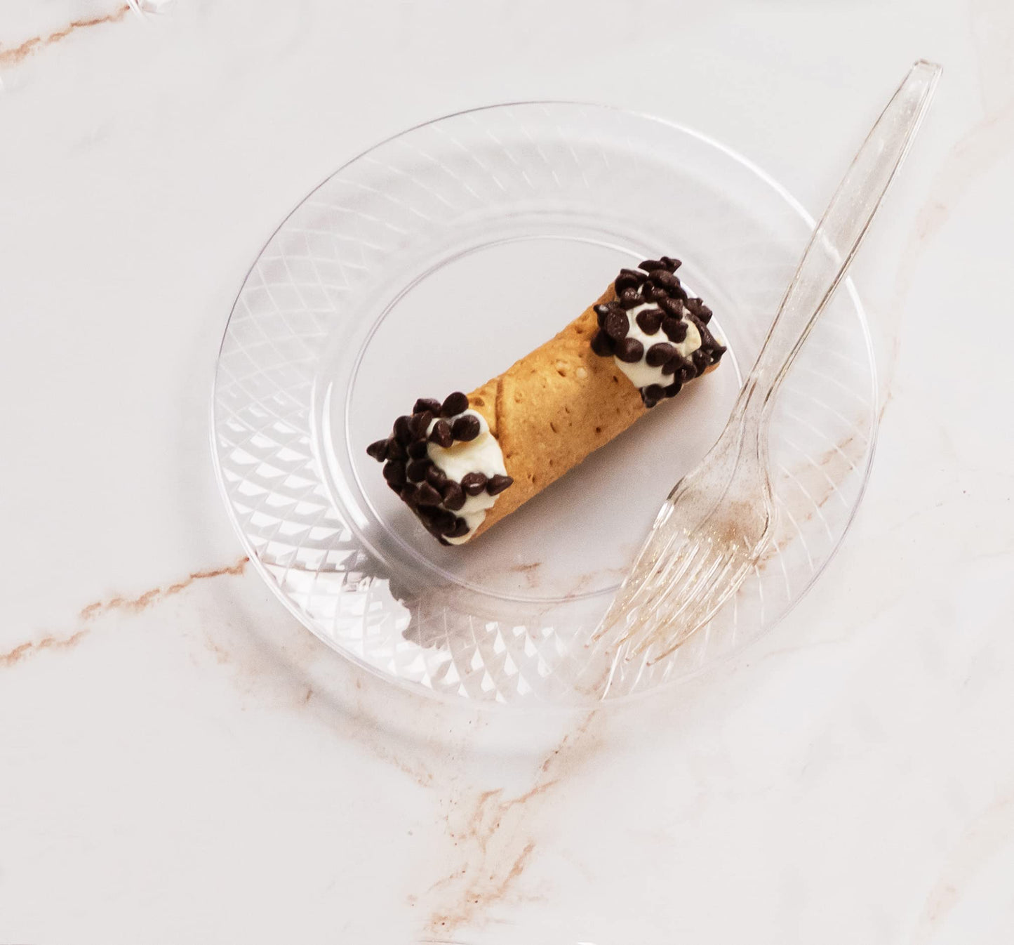 Prestee 100 Clear Plastic Plates, 6.25" Clear Plastic Dessert Plates, Round Party Appetizer Plates Disposable, Small Plastic Plates, Clear Plates for Party, Small Cake Plates for Weddings & Holidays