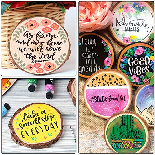 chfine Natural Wood Slices for Crafts 42 Pcs 2.4-2.8 Inches Natural Wood Unfinished Rounds with Pre-drilled Hole and 33 Feet Twine String Christmas DIY Crafts Ornaments Party Wedding Decoration