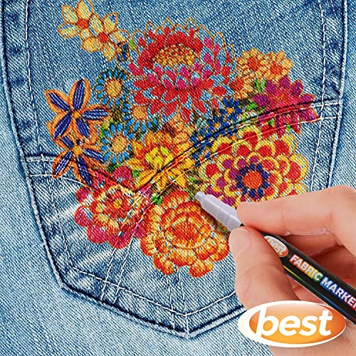 Best Fabric Markers (Pack of 24 Pens) Non-Toxic - Set of 24 Individual Colors - No Duplicates - Bullet Tip - Machine Washable Paint - Perfect for Writing on Clothes, Clothing, Jeans, Pants, and Shirts