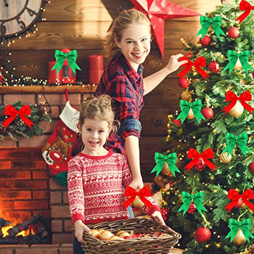 DECYOOL 4 Rolls 100 Yards Christmas Ribbons 1Inch Wide Holiday Satin Ribbons for Gift Wrapping and DIY Craft, Red & Green