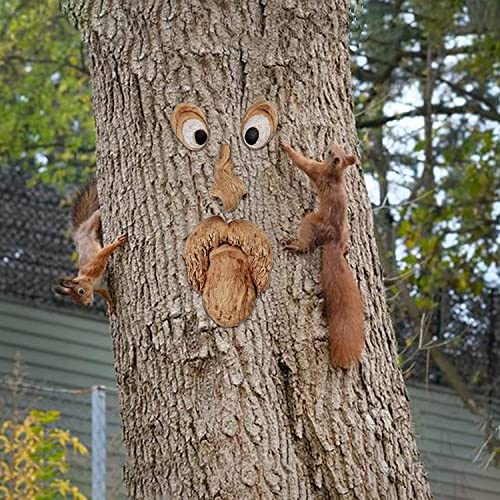 Old Man Tree Hugger Tree Face Decor Statues Bark Ghost Face Facial Features Decoration Whimsical Sculpture Garden Peeker Tree Face Decor for Outdoor Funny Yard Garden Art for Easter Creative Props