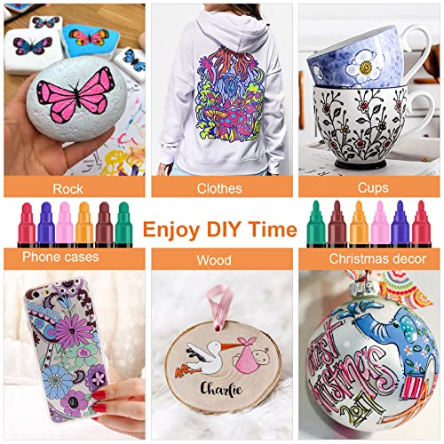 Betem 36 Colors Dual Tip Acrylic Paint Pens Markers, Premium Acrylic Paint Pens for Wood, Canvas, Stone, Rock Painting, Glass, Ceramic Surfaces, DIY Crafts Making Art Supplies