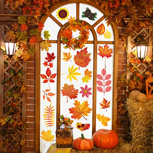 Funnlot Fall Decorations-Fall Window Clings, Thanksgiving Window Clings for Glass 324 PCS Thanksgiving Clings for Windows Fall Window Stickers Thanksgiving Home Office Decorations