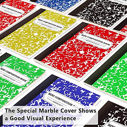 feela Composition Notebook, Mini Sized 30 Pack 5 Colors Narrow Ruled Mini Composition Books Bulk, Small Pocket Marble Cute Journal Notebooks for Kids School Home Office, Pocket Sized 4.5 x 3.25 in