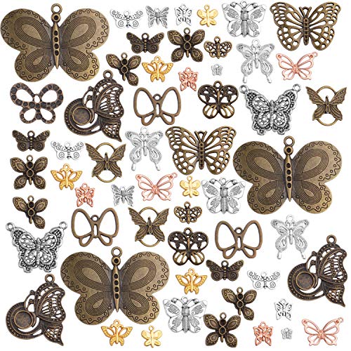 100g Mixed Butterfly Charms Vintage Fly Insect Pendant Charms for Necklace Bracelet Jewelry Making Crafting