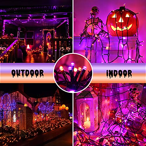 Toodour Halloween Lights Outdoor, 82FT 200 LED Halloween String Lights with Spooky Music Waterproof, Plug in Motion Sensor Orange & Purple String Light for Yard Bedroom Home Party Tree Halloween Decor