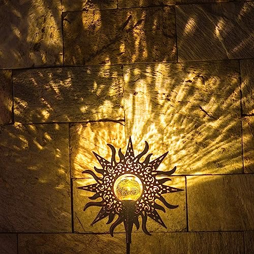 TAKE ME Sun Solar Lights Garden Outdoor Waterproof Metal Decorative Stakes for Patio Yard Walkway LawnPatio Christmas Gifts Valentine's Day Gifts