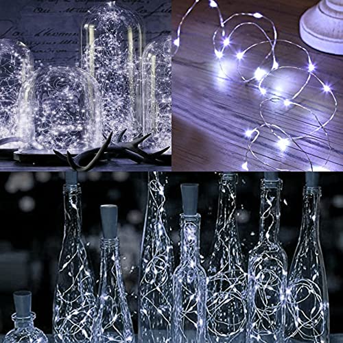 WATERGLIDE 12 Pack Fairy Lights Battery Operated (Included), 6.5ft 20 LED Mini String Lights, Waterproof Silver Wire Firefly Starry Lights for DIY Wedding Christmas Party Mason Jars Decor, Cool White