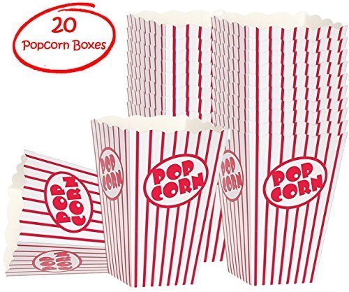 Kedudes Movie Night Popcorn Boxes for Party (20 pack) - Paper Popcorn Buckets -, Movie Theme Party Decorations, Movie Party Favors, Container, Carnival & Movie Night Supplies, Movie Party Decorations