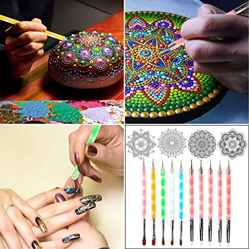 Mandala Dotting Tools,Augshy 58PCS Dot Painting Tools Set Rock Painting Supplies with a Blue Zipper Waterproof Storage Bag for Painting Rocks