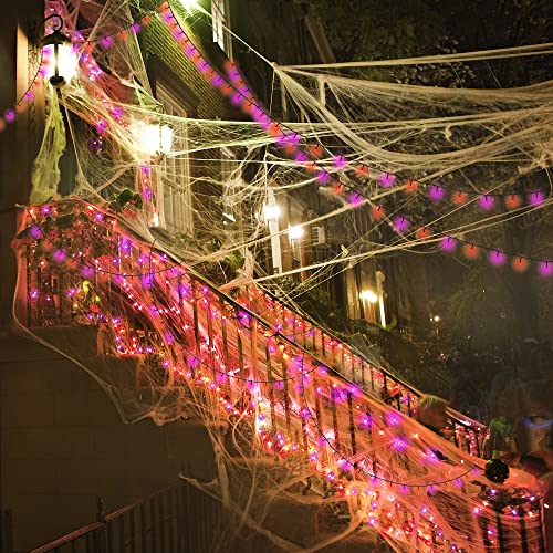 300 LED Halloween Lights, 98.5FT Halloween String Lights with 8 Lighting Modes, Waterproof & Connectable Mini Lights, Plug in for Indoor Outdoor Holiday Party Bedroom Decorations (Purple & Orange)