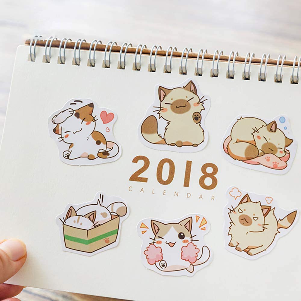 Small Size Scrapbook Stickers, 45pcs Doraking Boxed DIY Decoration Super Cute Cats Stickers for Laptop Planners Scrapbook Suitcase Diary Notebooks Album(Sweet Cats, 45pcs/ Box)