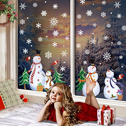 Christmas Windows Clings Christmas Snowflake Window Clings Stickers for Glass,Xmas Christmas Window Stickers for Winter Party Christmas Decorations