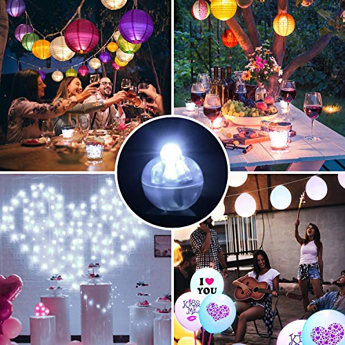 Xthuge 100pcs Mini Round LED Ball Lamp Balloon Light,Long Standby Time Ball Balloon Lights for Paper Lantern Balloon Light Party Wedding Decoration，Party Birthday,Festival Decorative Lights(White)…