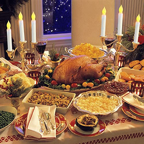 Set of 24 Flamelesss LED Taper Candles with Warm White Flickering Flame Light, Battery Operated Floating Candles, LED Taper Handheld Candlesticks for Church Party Halloween Decorations