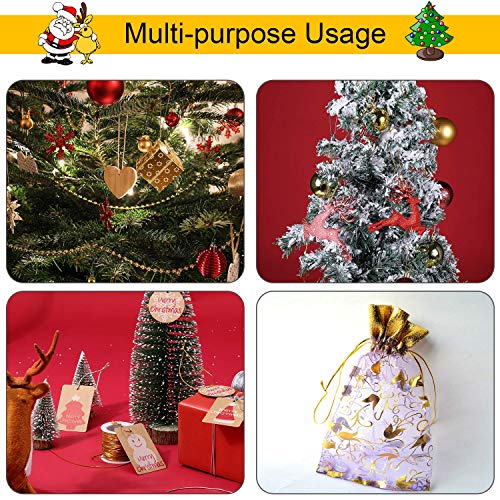 2 Rolls Metallic Elastic Cords Stretch Cord Ribbon Metallic Tinsel Cord Rope for Craft Making Gift Wrapping, 1 mm 55 Yards (Gold and Silver)