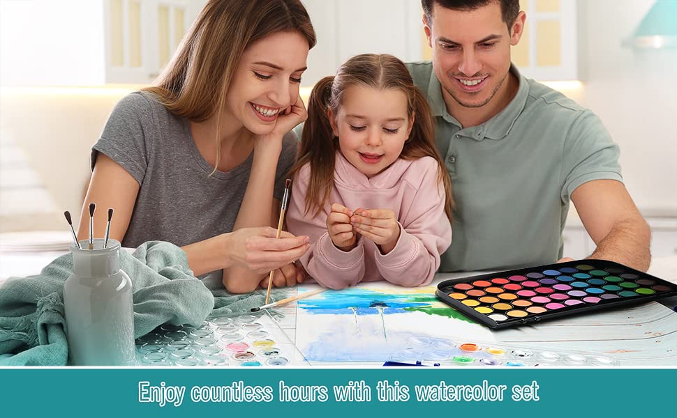 2 Pack Watercolor Paint Set 12 Vivid Colors Includes Watercolour Mixing Palette and 1 Brushe, Perfect For Artists, Beginner Painters, Kids and Adult Painting