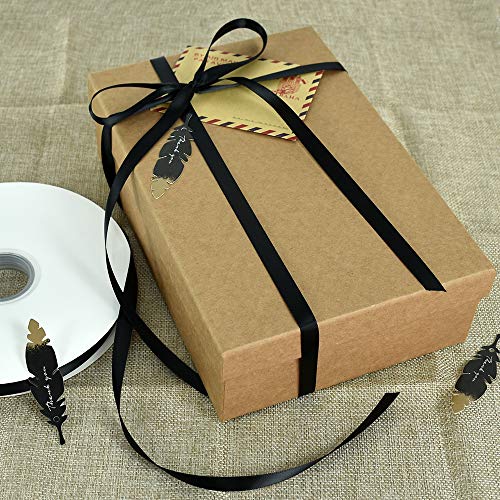 TONIFUL 3/8 Inch x 100yds Black Satin Ribbon Thin Solid Fabric Ribbons Roll for Gift Wrapping Invitation Floral Hair Balloons Craft Sewing Party Wedding Popsicles Decoration Valentine's Day Bouquet