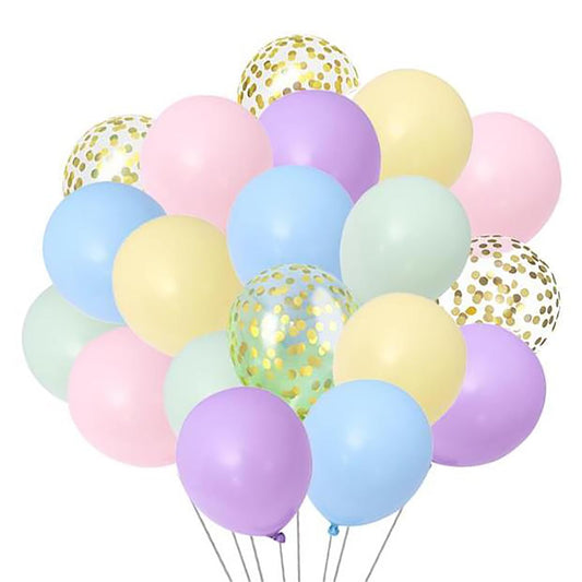 12 inch Pastel Balloons and Gold Confetti Latex Balloons for Pastel Party Decorations, Pastel Birthday Party Decoration, Baby Shower, Pastel Rainbow Party Decorations 50 Pcs