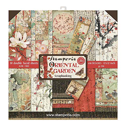 Stamperia International KFT Paper Sheets - Oriental Garden, 30.5 x 30.5 (12" x 12"), Multicoloured