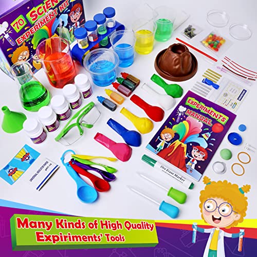 UNGLINGA 70 Lab Experiments Science Kits for Kids Age 4-6-8-12 Educational Scientific Toys Gifts for Girls Boys, Chemistry Set, Crystal Growing, Erupting Volcano, Fruit Circuits STEM Activities