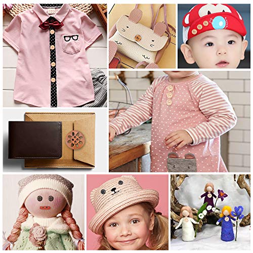 Assorted Wooden Buttons, 120Pcs Wooden Handmade Buttons, Wooden Sewing Buttons Art DIY Craft Supplies with Box