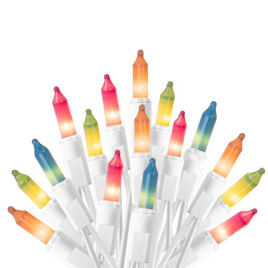 FUNPENY 20 FT 100 Count Easter Mini String Lights, Connectable Plug in Incandescent String Lights White Wire for Indoor Outdoor Party Yard Holiday Home Easter Decorations, Multi-Colored