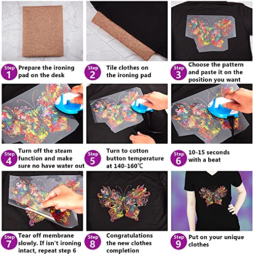 5 Pieces Butterfly Iron on Patches Heat Transfer Colorful Cute Stickers Washable DIY Iron on Transfer Decals for T-Shirt Jeans Backpacks Families Clothing Hat DIY Applique, 5 Styles