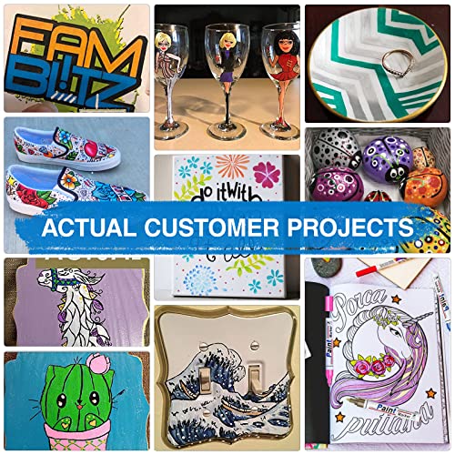 Oil Based Paint Pen, Permanent Paint Marker: Quick-Dry, Waterproof Paint Set of 12 for Rock Painting, Glass, Fabric, Ceramic, Wood, Metal, Mug, Plastic, Stone, Christmas Stencil Art Craft Supplies Kit