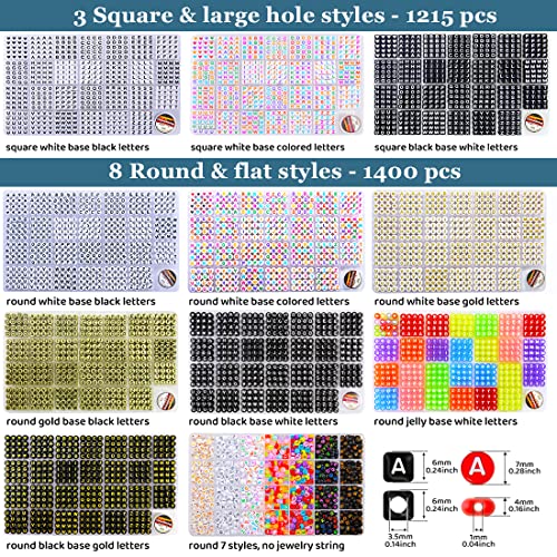 Eppingwin 1400 pcs Letter Beads, 4x7 mm Acrylic Beads, Beads for Jewelry Making, Beads for Bracelet Making, Alphabet Beads, in 28 Grid Box (White and Black)