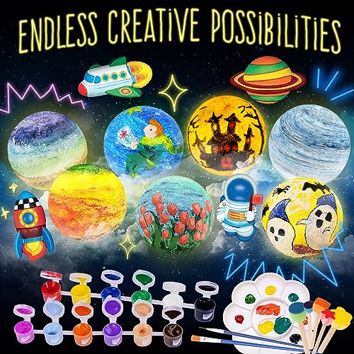 Paint Your Own Moon Lamp Kit, Halloween Gifts DIY Space Moon Night Light, Art Supplies Arts & Crafts Kit, Arts and Crafts for Kids Ages 8-12, Toys Girls Boy Birthday Gift Ages 3 4 5 6 7 8 9 10 11 12+