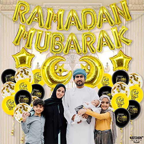 KatchOn, Ramadan Mubarak Balloons Set - Pack of 40 | Ramadan Balloon Decoration | Moon and Star Ramadan Decorations Balloon | Ramadan Mubarak Decorations | Eid Decorations for Home, Ramadan Balloons