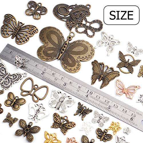 100g Mixed Butterfly Charms Vintage Fly Insect Pendant Charms for Necklace Bracelet Jewelry Making Crafting