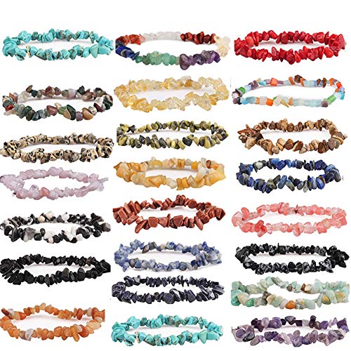 Natural Chip Stone Beads Multicolor 5-8mm About 400 Pieces Irregular Gemstones Healing Crystal Loose Rocks Bead Hole Drilled DIY for Bracelet Jewelry Making Crafting (5-8mm, Multicolor)