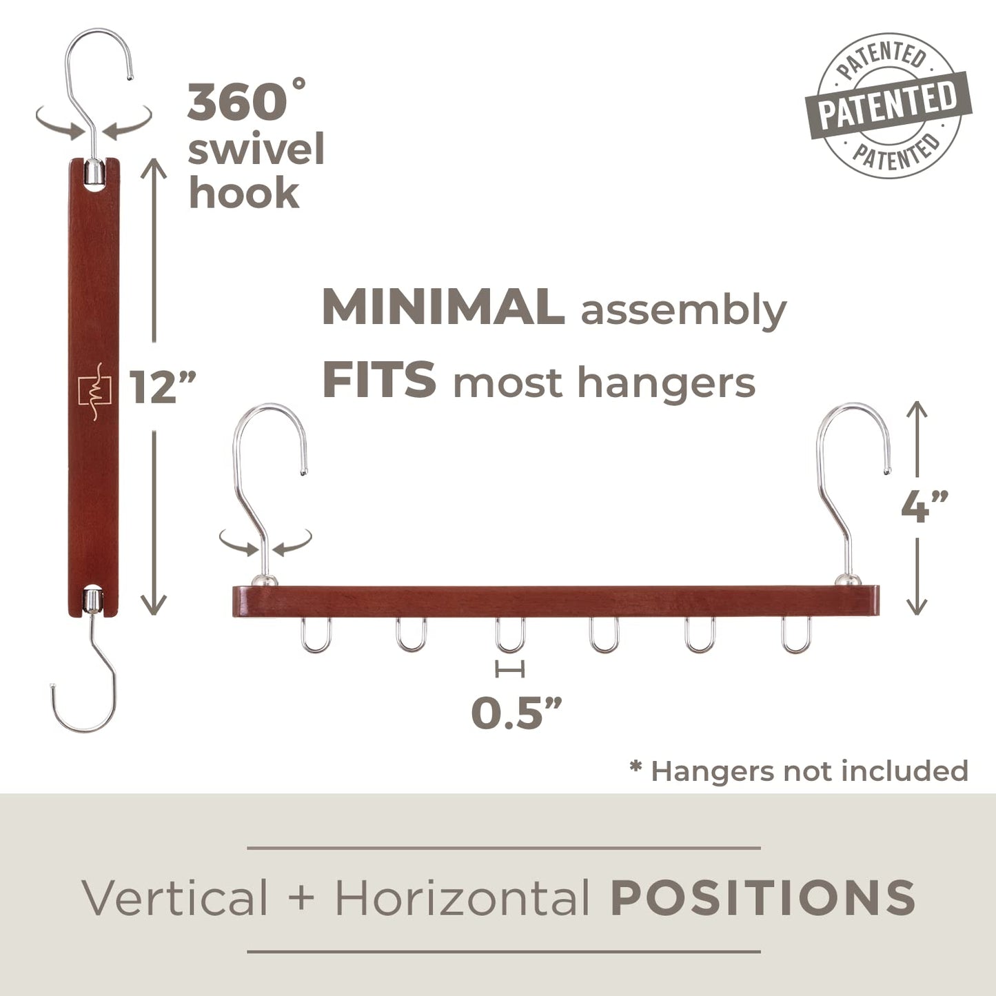 MORALVE Space Saving Hanger for Closet Organizer - 4 Pack European Beechwood Shirt Organizer for Closet - Space Saver Hangers for Clothes - Closet Clothes Organizer Space Saving Collapsible Hanger