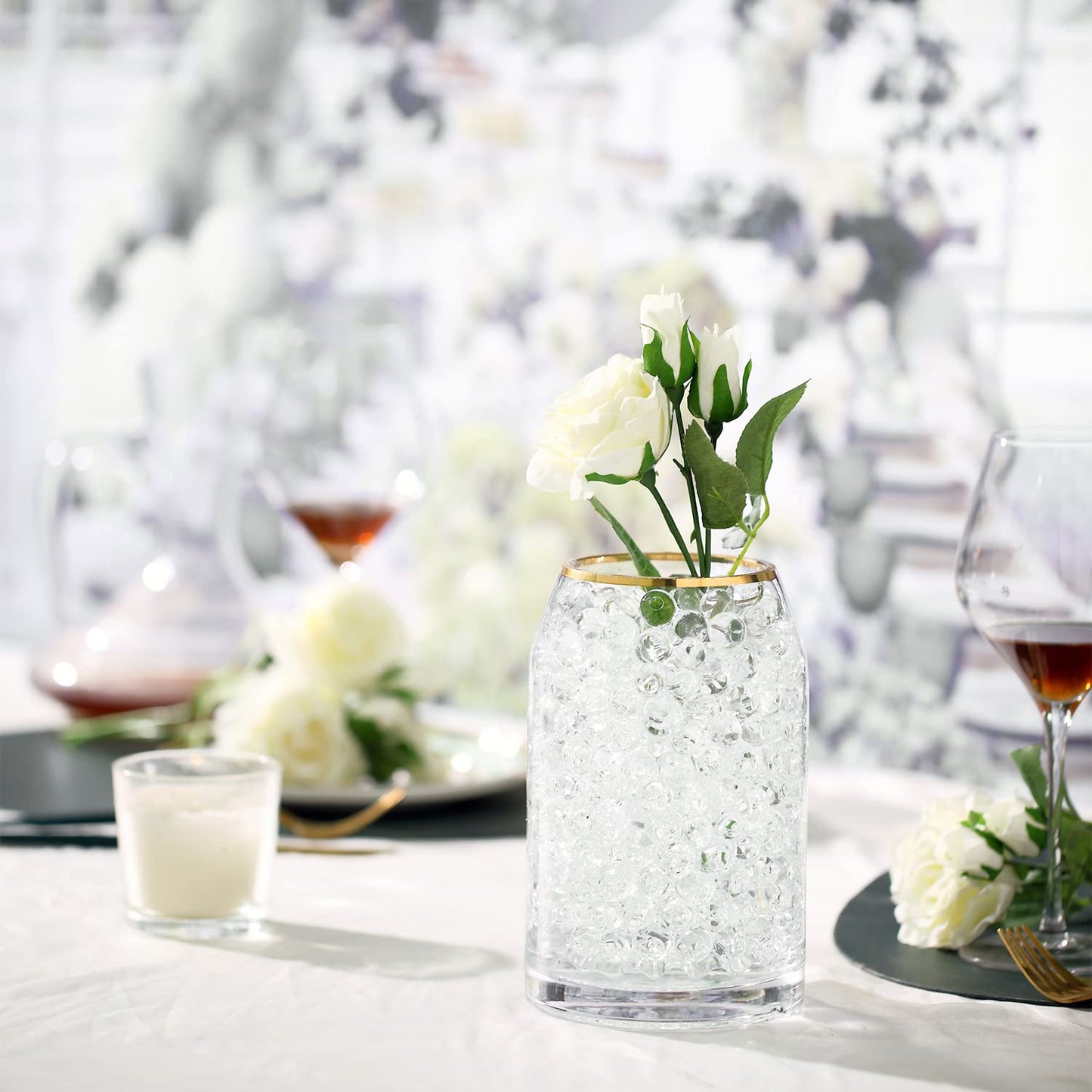 NOTCHIS 40,000 Clear Big Water Gel Beads Vase Fillers Floral Beads, Water Gel Beads Vase Filler for Christmas, Wedding Centerpiece, Candles, Floral Decorations